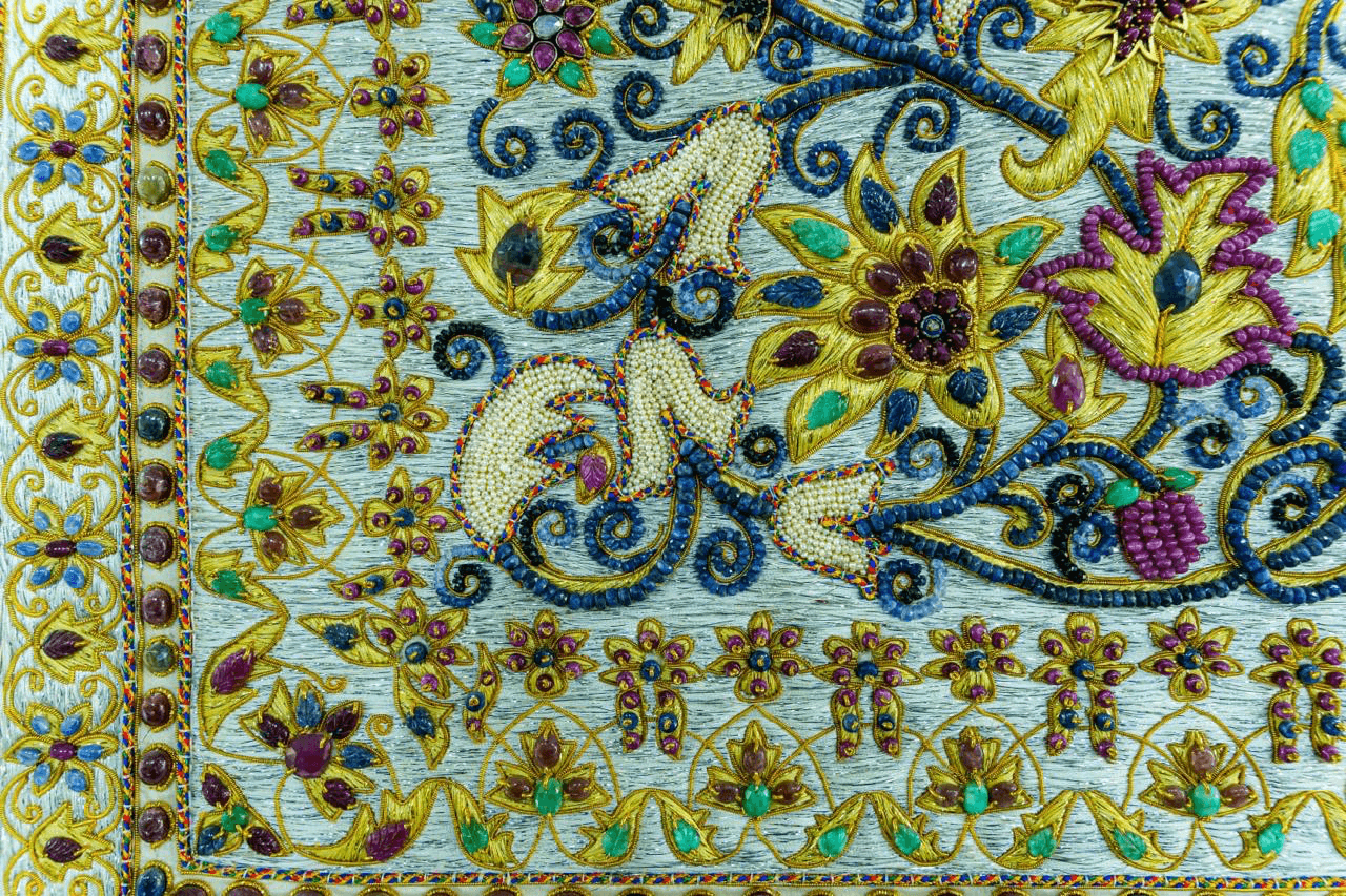 Imperial Pearl Garden Embroidered Rug