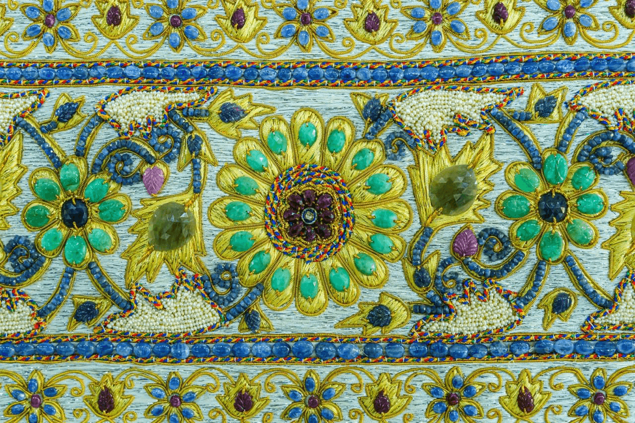 Emerald zardozi textile border