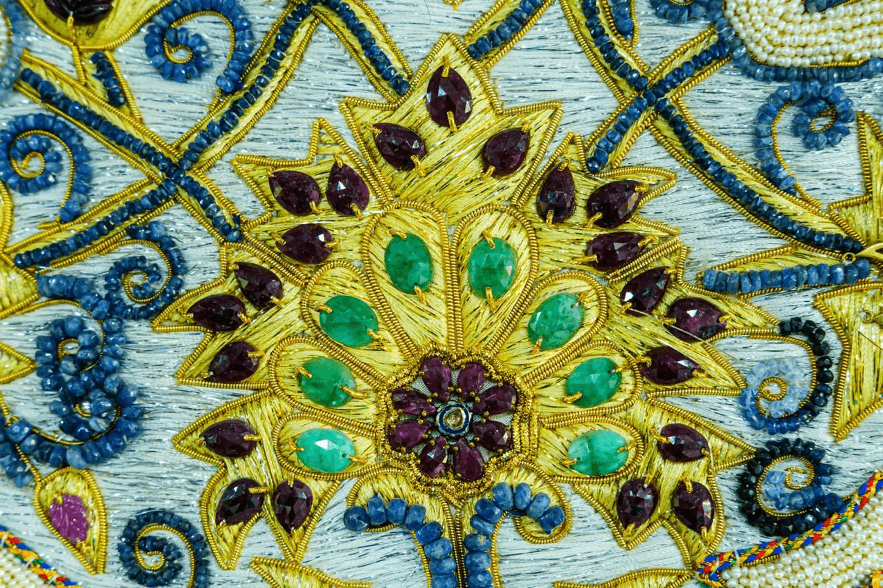 Sapphire lotus textile detail